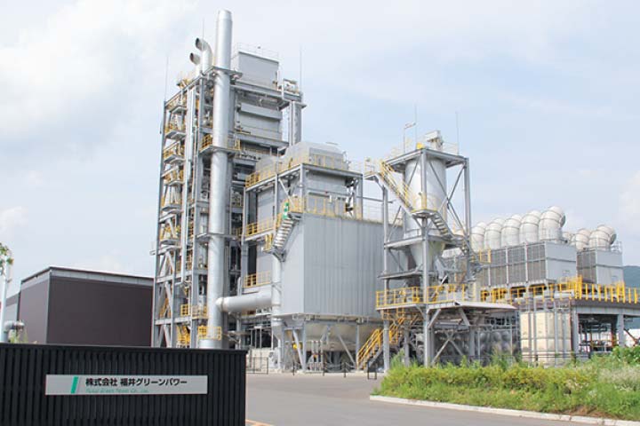 A biomass power plant run by Fukui Green Power Co., Ltd.