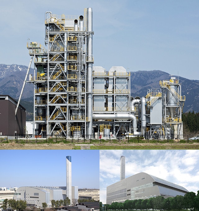 木質バイオマス発電設備、相模原市南清掃工場外観写真1、相模原市南清掃工場外観写真2